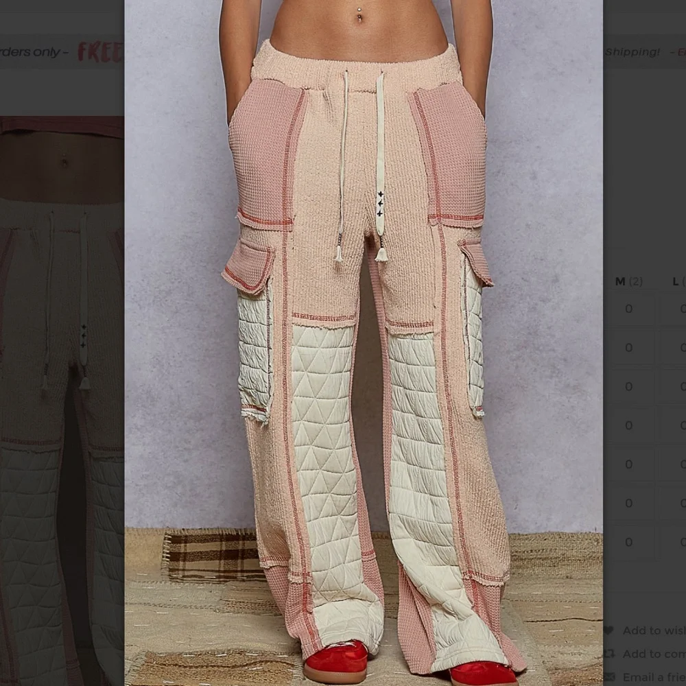 POL “ Irene 5 “ POL Relaxed Fit Quilted Pants BR47